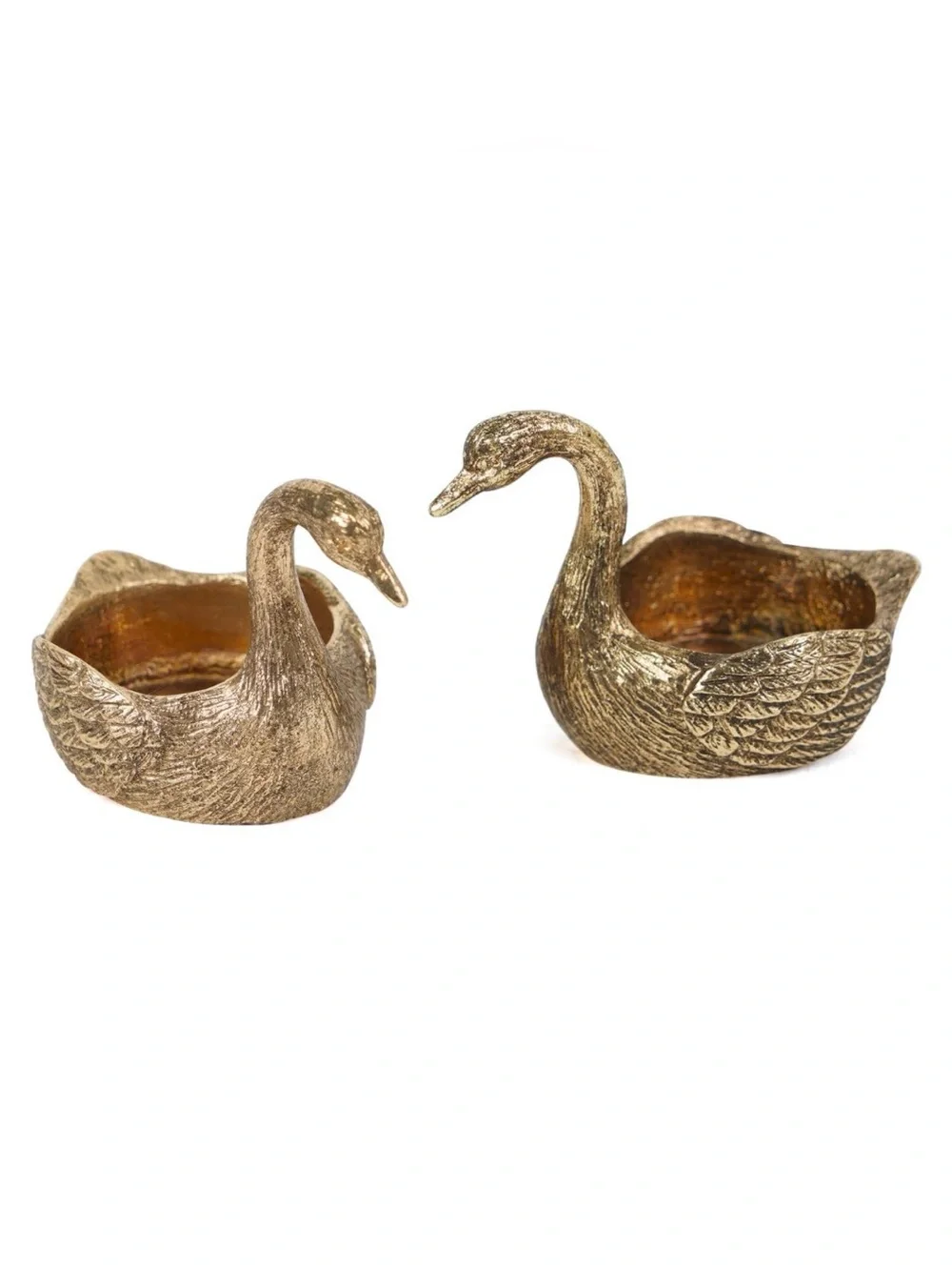 Gold Swan Decorative Votive Candle Holder Set - Elegant Table Accent